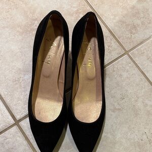 Fergalicious Black Pointed-Toe Suede Pumps